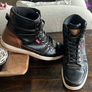 Men’s Levi Strauss & Co High Top Boots Sneakers Shoes Black Brown Size 10.5